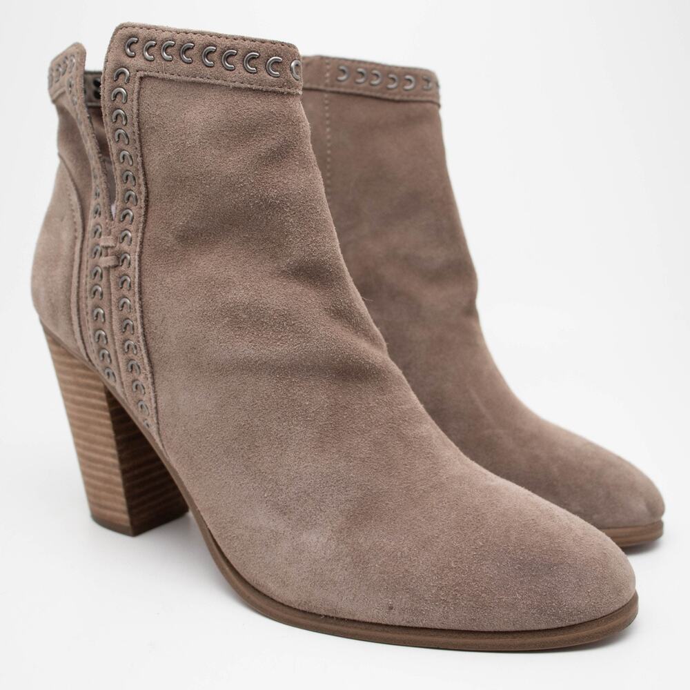 Vince Camuto Finchie Taupe Suede Ankle Embellished Boots Womens SIZE 9.5